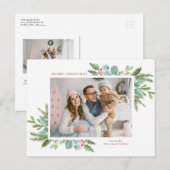 Weihnachtsfolien und Holly-Frame-Foto Feiertagspostkarte (Vorne/Hinten)