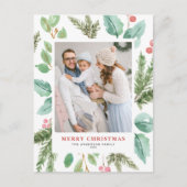 Weihnachtsfolien und Holly Holiday Foto Feiertagspostkarte (Vorderseite)