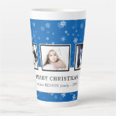 Weihnachtsfoto Collage Blue Snowflake Familie Milchtasse (Vorderseite)