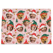 Weihnachtsfoto Collage Funny Funny Face Pink Große Geschenktüte (Vorderseite)