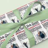Weihnachtsfoto Collage Holiday Red Zeitung Geschenkpapier Set