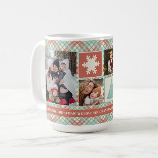 Weihnachtsfoto Collage Minze Karierte benutzerdefi Kaffeetasse