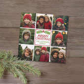 Weihnachtsfoto Collage mit rustikalem Pine Feiertagskarte