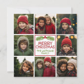 Weihnachtsfoto Collage mit rustikalem Pine Feiertagskarte (Vorderseite)