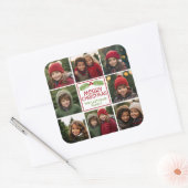 Weihnachtsfoto Collage mit rustikalem Pine Quadratischer Aufkleber (Umschlag)