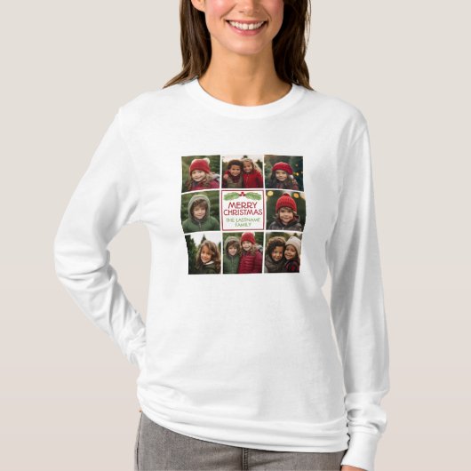 Weihnachtsfoto Collage mit rustikalem Pine T-Shirt (Vorderseite)