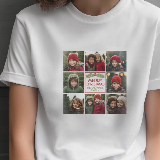 Weihnachtsfoto Collage mit rustikalem Pine T-Shirt