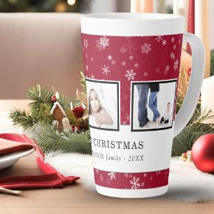 Weihnachtsfoto-Collage rote Schneeflocke Familie Milchtasse