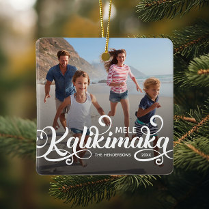 Weihnachtsfoto der Mele Kalikimaka-Familie Keramikornament