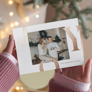 Weihnachtsfoto Familie   Roségold Joy Postkarte