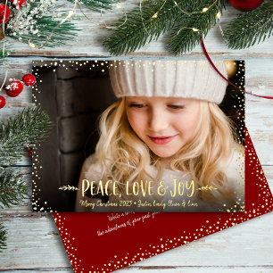 Weihnachtsfoto Frieden Liebe Freude Schriftzug Ech Folien Feiertagskarte