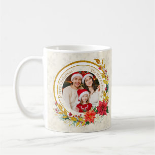 Weihnachtsfoto - Gold Glitter Kranz Familie Kaffeetasse