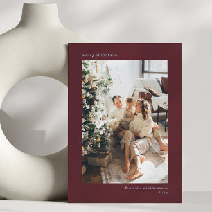 Weihnachtsfoto handgeschriebene Schrift Burgund Feiertagskarte