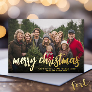 Weihnachtsfoto horizontal Frohe Weihnachten Karier Folien Feiertagskarte
