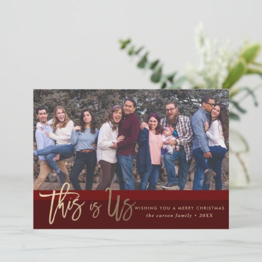WeihnachtsFoto-Karte *This ist- Us* Einladung (Stehend Vorderseite)