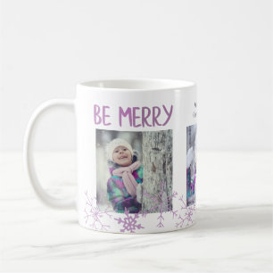 Weihnachtsfoto-Kollage Be Merry Schneeflocken Benu Kaffeetasse