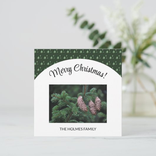 WeihnachtsFoto mit Illustriertem Baummuster (Stehend Vorderseite)