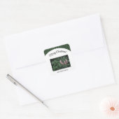 WeihnachtsFoto mit Illustriertem Baummuster Quadratischer Aufkleber (Umschlag)