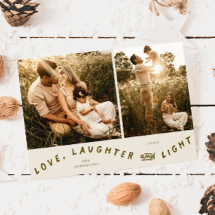 Weihnachtsfoto mit Liebe Lachen Licht Cream Feiertagskarte