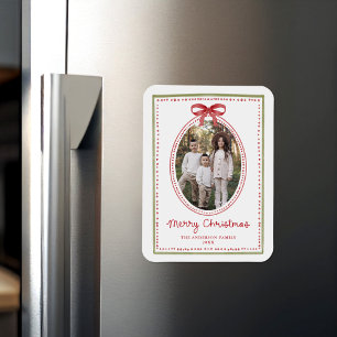 Weihnachtsfoto mit roter Vintage-Schleife Magnet