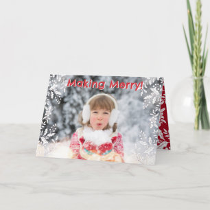 Weihnachtsfoto Rot, Weiß, Stechpalme, Festlich Feiertagskarte