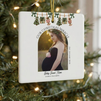 Weihnachtsfoto Schwangerschaftsankündigung Keramikornament
