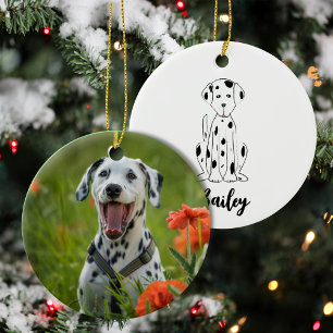 Weihnachtsfoto Süßer Welpe Hund Dalmatiner Feierta Keramik Ornament