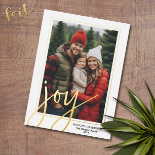 Weihnachtsfoto Vertikal - Schriftzug Gold FREUDE K Folien Feiertagskarte