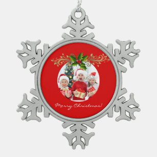 Weihnachtsfoto-Vorlage Xmas Schneeflocken Zinn-Ornament