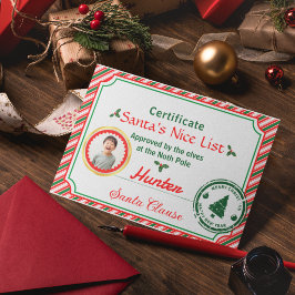 Weihnachtsfoto-Zertifikat Weihnachtsmann Gute List Karte