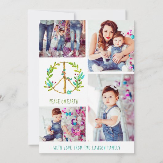 WeihnachtsfotoCollage | Weltfrieden Feiertagskarte (Vorderseite)