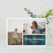 Weihnachtsfotografie Collage Black Watch Kariert Feiertagskarte (Stehend Vorderseite)