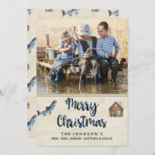 Weihnachtsfotokarte Angeln Seehütte Einladung (Vorne/Hinten)