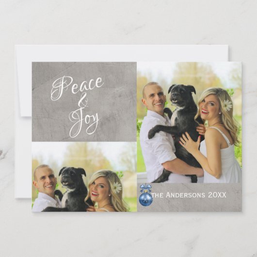 Weihnachtsfotokarte blau verziert feiertagskarte (Vorderseite)