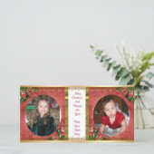 Weihnachtsfotokarte Doppelrahmen 2 Bilder Feiertagskarte (Stehend Vorderseite)