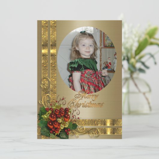 Weihnachtsfotokarte elegant feiertagskarte (Stehend Vorderseite)