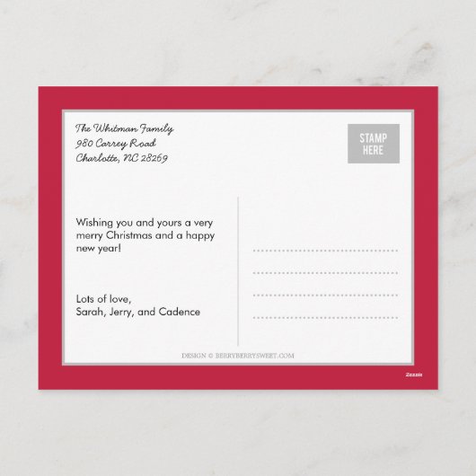 Weihnachtsfotokarte Feiertagspostkarte (Rückseite)