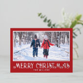 Weihnachtsfotokarte für Feiertage in Rot (Stehend vorne)