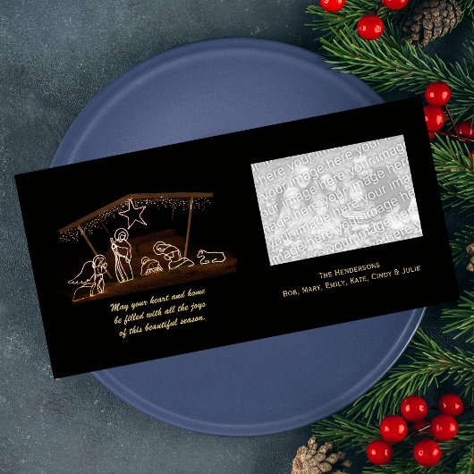 Weihnachtsfotokarte für religiöse Krippen Feiertagskarte