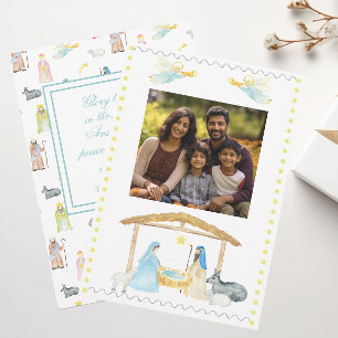 Weihnachtsfotokarte für Wasserfarbe Feiertagskarte