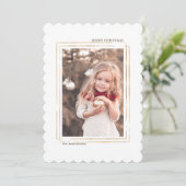 Weihnachtsfotokarte Gold Frame Feiertagskarte (Stehend Vorderseite)