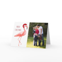 Weihnachtsfotokarte lustig Santa flamingo