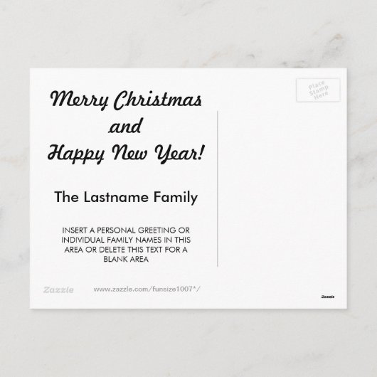 Weihnachtsfotokarte mit Schneeflocken Feiertagspostkarte (Rückseite)