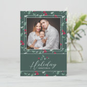 Weihnachtsfotokarte Rote Beeren Weihnachten (Stehend Vorderseite)