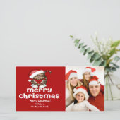 Weihnachtsfotokarte von Santa Cat Feiertagskarte (Stehend Vorderseite)