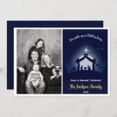 Weihnachtsfotokarten der Weihnachtskrippen (Navy B Feiertagskarte (Vorne/Hinten)