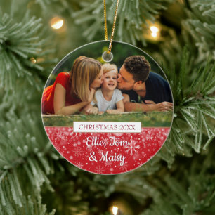 Weihnachtsfotos der Familie Keramik Ornament