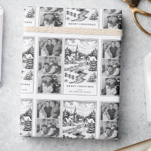Weihnachtsfotos Dorf im Winter Geschenkpapier