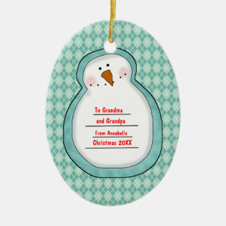 WeihnachtsFotoSnowman kundengerecht Keramik Ornament