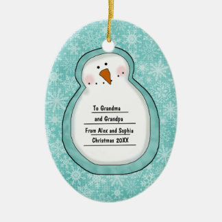 WeihnachtsFotosnowman-kundengerechtes Datum und Keramikornament